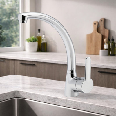 Home Range Clever Araya Mercia Chrome Kitchen Mixer TapSingle Lever Swivel Spout For Uk Kitchen Sinks from B&Q