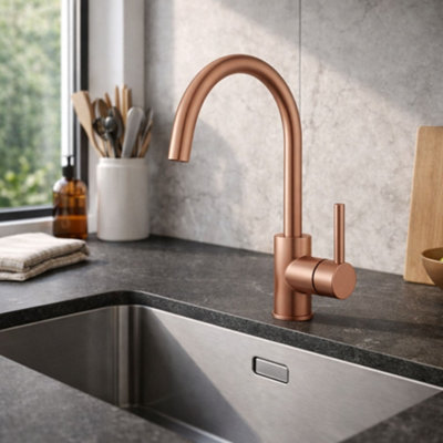 Home Range Jeroni Copper Kitchen Sink Mixer TapSingle Lever With Swivel Spout For Easy Daily Use from B&Q