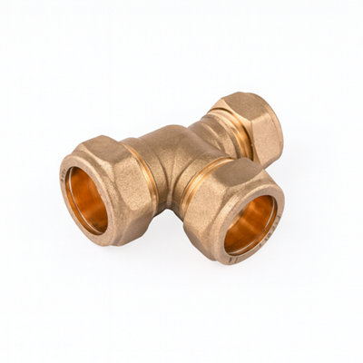 Home Range Westco 22mm X 22mm X 15mm Brass Compression Reducing TeeC X C X C from B&Q