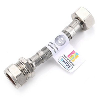 1X Home Range 15mm Compression X 1/2" Bsp (100mm Long) Wras Approved Flexible Tap Connector Flexi Pipe For BathroomKitchens from B&Q
