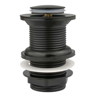 B&Q -  Matte Black Click-Clack Unslotted Basin Waste (Brass Nut)