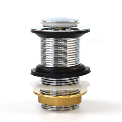 B&Q -  Chrome Click-Clack Unslotted Basin Waste (Brass Nut)
