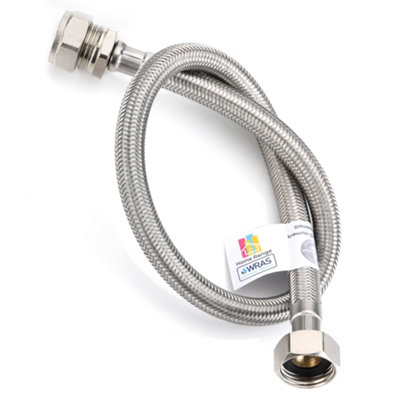 1X Home Range 15mm Compression X 1/2" Bsp (500mm Long) Wras Approved Flexible Tap Connector Flexi Pipe For BathroomKitchens from B&Q