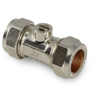 Home Range Westco 15mm C X C Quarter Turn Chrome Isolating ValveCompression Inline Shut Off Valve For Water Pipes & Plumbing Systems from B&Q
