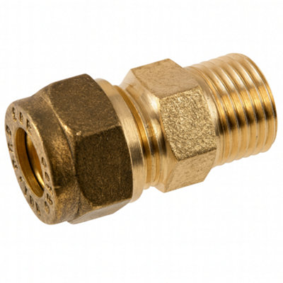 Home Range 35mm X 1-1/4" Dzr Brass Compression CouplingC X Mi Pipe Connector J600 from B&Q