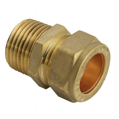 Home Range 15mm X 1/2" Mi Taper Straight Adaptor Brass Compression Fitting For Plumbing PipesSecure Leak-Free Connection from B&Q