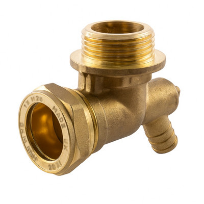 Home Range Westco 28mm X 1" Male Iron Elbow With Drain PointBrass Compression To Mi Fitting For Pipework from B&Q
