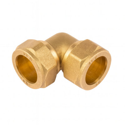 Home Range Westco 35mm Brass Compression Equal Elbow C X C J612 (Dzr)90 Degrees Plumbing Pipe Fitting Connector from B&Q
