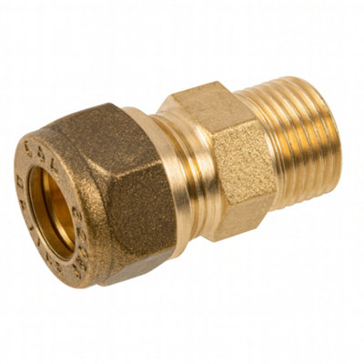 Home Range 2X 15mm X 3/8" Compression CouplingC X Mi Brass Male Connector (Dzr) from B&Q