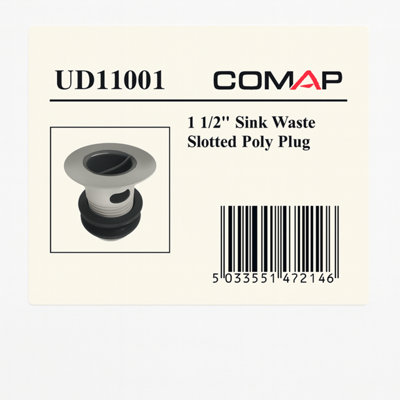 Home Range 1 1/2" Sink Waste Slotted Poly Plug Durable Plastic Construction Easy To Fit For Standard Kitchen Or Utility Sinks from B&Q