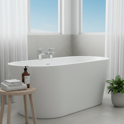 Home Range Castillo Chrome Bath & Shower Mixer TapDual Lever Bath Filler With Shower Diverter from B&Q