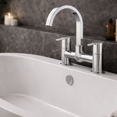 Home Range Risco Chrome Bath Filler Tap With Shower DiverterSolid Brass Body from B&Q
