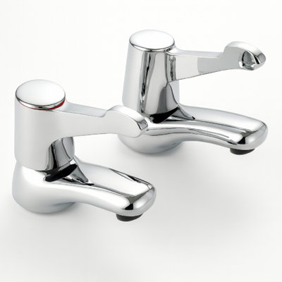 Home Range Mercia Chrome Basin Pillar Tap PairClassic Hot & Cold Taps For Two-Hole Basins from B&Q