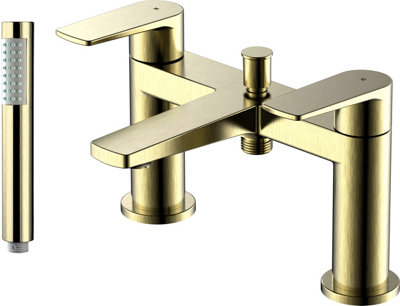 Home Range Brushed Gold Bath & Shower Mixer TapOne Tap For Bath Filling And Showering from B&Q