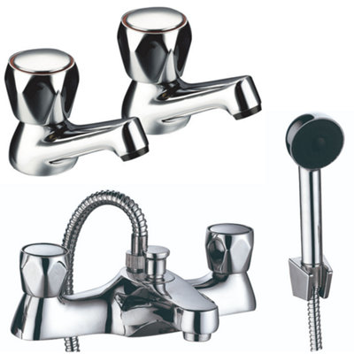 Home Range Chrome Thermostatic Bath & Shower Mixer TapComplete Set With Shower Handset from B&Q