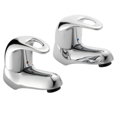 Home Range Della Chrome Basin Pillar Tap PairClassic Hot & Cold Taps For Two-Hole Basins from B&Q