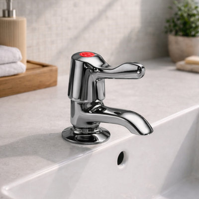 Home Range Clever Chrome Basin Pillar TapsModern Pair For Classic Two-Hole Basins from B&Q