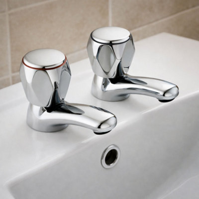 Home Range Mercia Chrome Hot & Cold Basin Tap PairMatching Pair For Your Bathroom Sink from B&Q