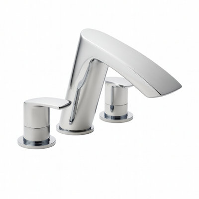 Home Range Waterfall Chrome Bath & Shower Mixer TapDual Lever Bath Filler With Shower Diverter from B&Q