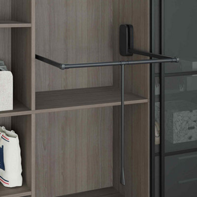 B&Q - Unknown Fittingsco Pulldown Wardrobe Rail 600 850mm WidthSoftclose15Kg CapacityWhite Or Anthracite