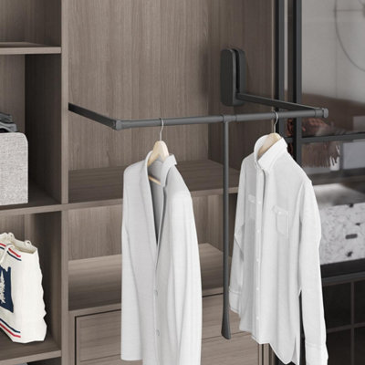 B&Q - Unknown Fittingsco Pulldown Wardrobe Rail 600 850mm WidthSoftclose15Kg CapacityWhite Or Anthracite