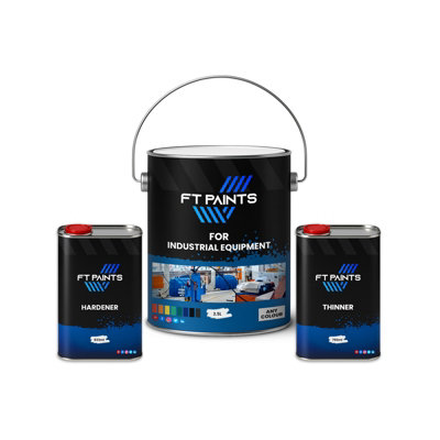  - Ft Paints 4.083 Liters Kit Acry High-Gloss 2K Paint With Hardener E9005 For Industrial Equipment -Ral 7001-Silver Grey