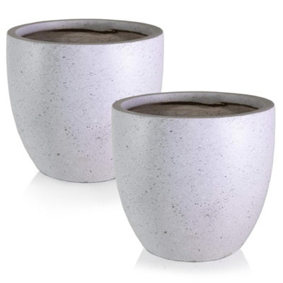 Set Of 2 Idealist™ 30Cm Plant PotSpeckled Grey Reinforced Stone Garden PlanterRound Outdoor Plant Pot D30 H27 Cm19L from B&Q