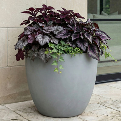 Idealist™ 30Cm Plant PotGrey Reinforced Stone Round Garden PlanterOutdoor Plant Pot D30 H27 Cm19L from B&Q