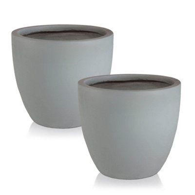 Set Of 2 Idealist™ 30Cm Plant PotGrey Reinforced Stone Round PlanterRound Outdoor Plant Pot D30 H27 Cm19L from B&Q