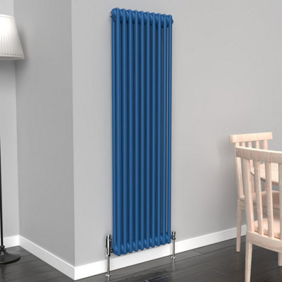 Lux Heat Galaxy Blue Vertical 2 Column Traditional Radiator 1500mm (H) X 470mm (W) from B&Q