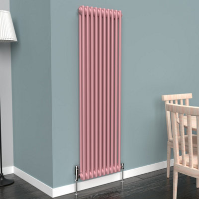 Lux Heat Pastel Pink Vertical 2 Column Traditional Radiator 1500mm (H) X 470mm (W) from B&Q