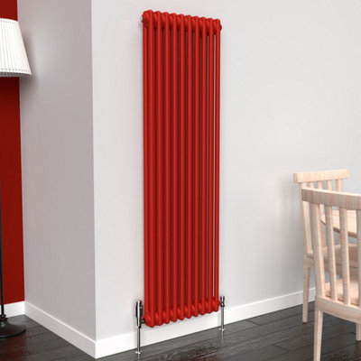 Lux Heat Poppy Red Vertical 2 Column Traditional Radiator 1500mm (H) X 470mm (W) from B&Q