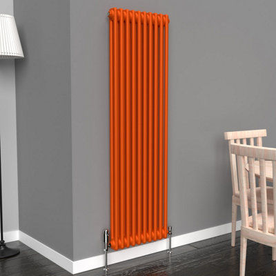 Lux Heat Sunburst Orange Vertical 2 Column Traditional Radiator 1500mm (H) X 470mm (W) from B&Q