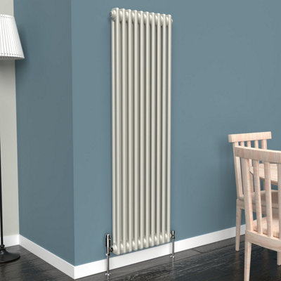 Lux Heat Stone White Vertical 2 Column Traditional Radiator 1500mm (H) X 470mm (W) from B&Q