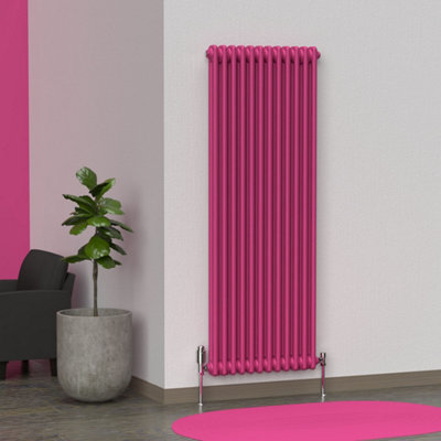 Lux Heat Barbie Pink Vertical 2 Column Traditional Radiator 1500mm (H) X 560mm (W) from B&Q