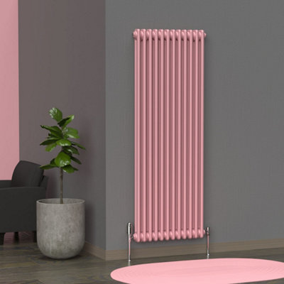 Lux Heat Pastel Pink Vertical 2 Column Traditional Radiator 1500mm (H) X 560mm (W) from B&Q