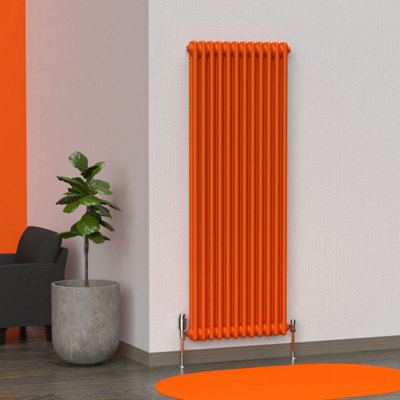 B&Q -  Sunburst Orange Vertical 2 Column Traditional Radiator 1500mm (H) X 560mm (W)