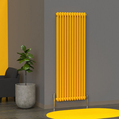 Lux Heat Sunflower Yellow Vertical 2 Column Traditional Radiator 1500mm (H) X 560mm (W) from B&Q