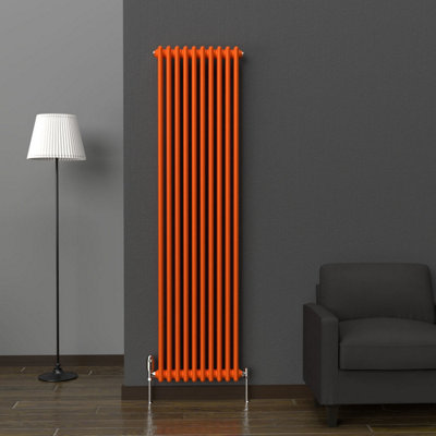 Lux Heat Sunburst Orange Vertical 2 Column Traditional Radiator 1800mm (H) X 470mm (W) from B&Q