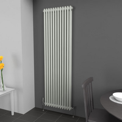 B&Q -  Dove Grey Vertical 2 Column Traditional Radiator 1800mm (H) X 560mm (W)