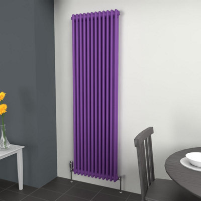 B&Q -  Pretty Plum Purple Vertical 2 Column Traditional Radiator 1800mm (H) X 560mm (W)