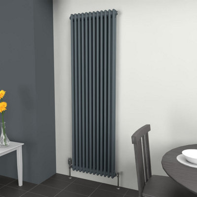 B&Q -  Slate Grey Vertical 2 Column Traditional Radiator 1800mm (H) X 560mm (W)