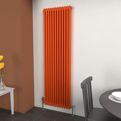 B&Q -  Sunburst Orange Vertical 2 Column Traditional Radiator 1800mm (H) X 560mm (W)