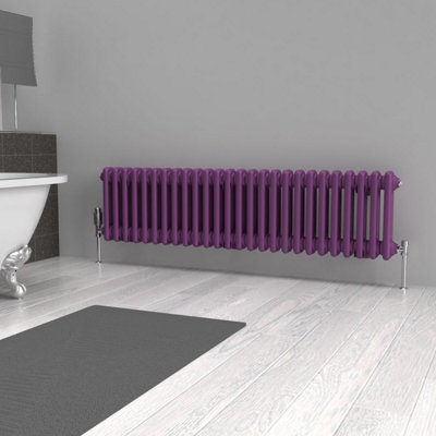 B&Q -  Pretty Plum Purple Horizontal 2 Column Traditional Radiator 300mm (H) X 1190mm (W)
