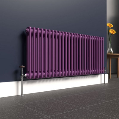 B&Q -  Pretty Plum Purple Horizontal 2 Column Traditional Radiator 500mm (H) X 1190mm (W)