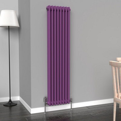 B&Q -  Pretty Plum Purple Vertical 3 Column Traditional Radiator 1500mm (H) X 380mm (W)