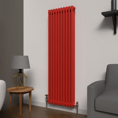 Lux Heat Poppy Red Vertical 3 Column Traditional Radiator 1500mm (H) X 470mm (W) from B&Q