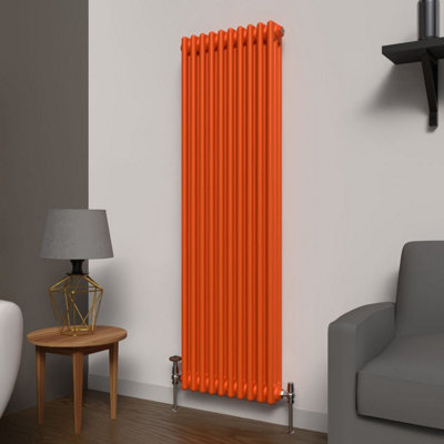 Lux Heat Sunburst Orange Vertical 3 Column Traditional Radiator 1500mm (H) X 470mm (W) from B&Q