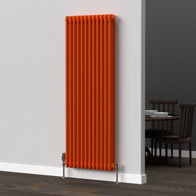 B&Q -  Sunburst Orange Vertical 3 Column Traditional Radiator 1500mm (H) X 560mm (W)