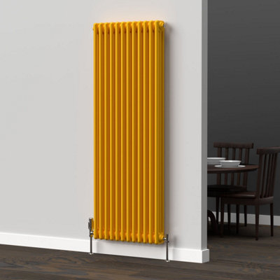 Lux Heat Sunflower Yellow Vertical 3 Column Traditional Radiator 1500mm (H) X 560mm (W) from B&Q